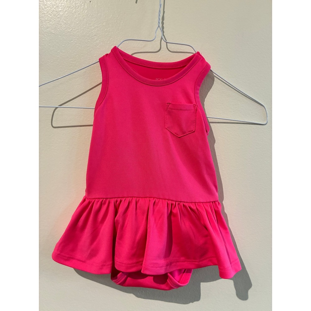Posh Peanut Hot Pink Skirted Bodysuit Sleeveless Ruffle Romper 0-3 Months